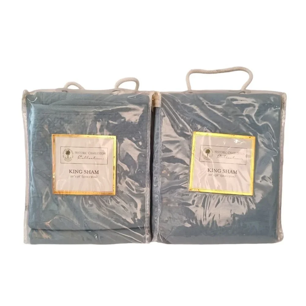2 Historic Charleston Foundation Pillow‎ Shams Quilted King Size King Charles
